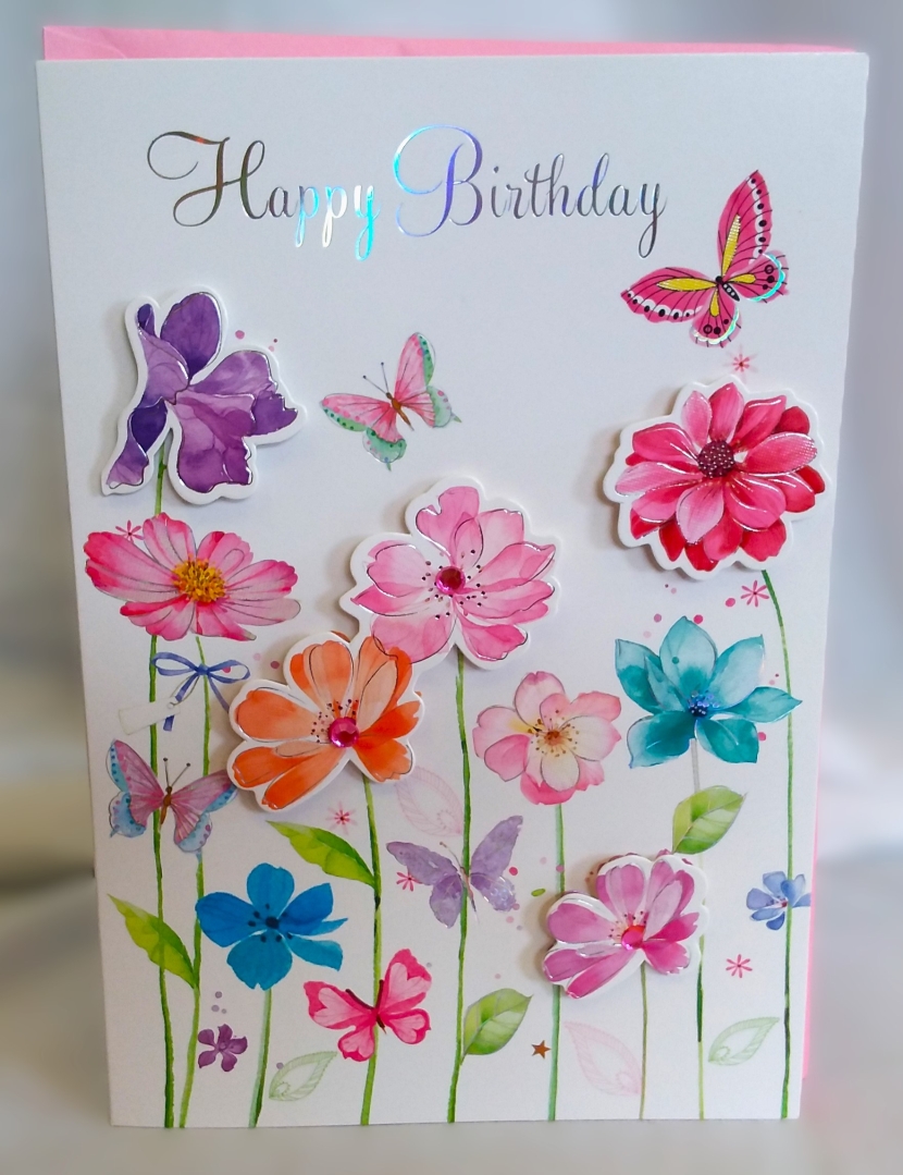 Gemmed Birthday Flower card