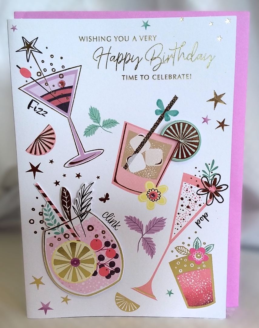 Cocktails Birthday card