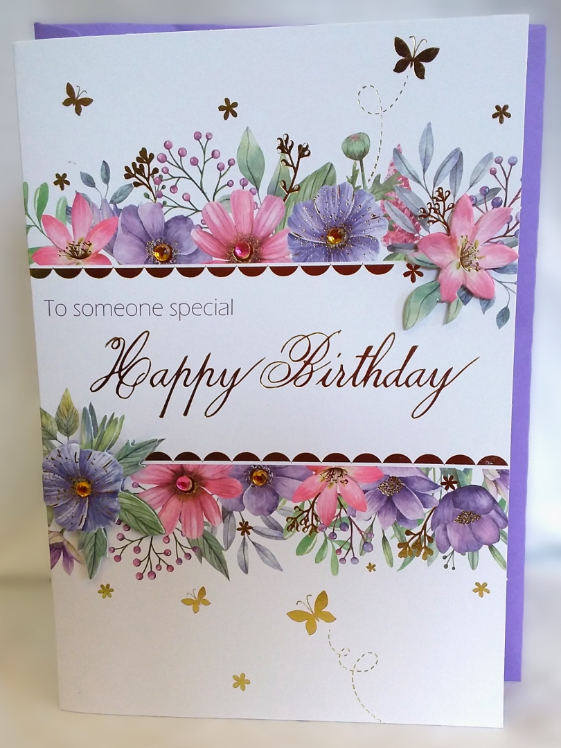 Pink Zinnia Birthday card