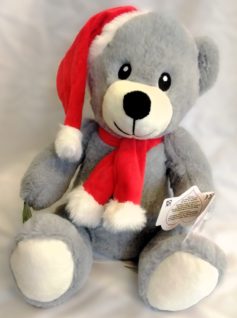 Santa Hat Teddy (Grey)